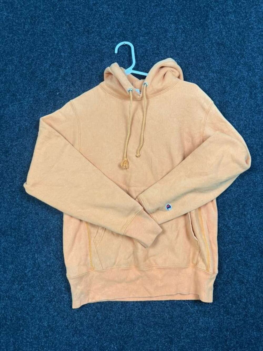 Champion Reverse Weave Hoodie Small Peach Orange Pullover Cotton Blend
